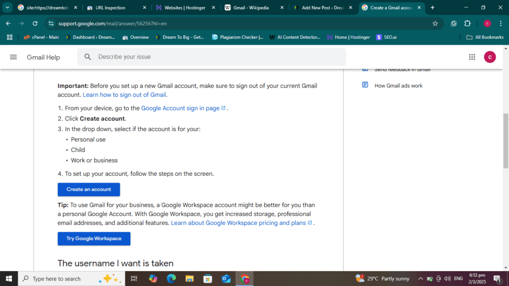 How to create a Gmail account